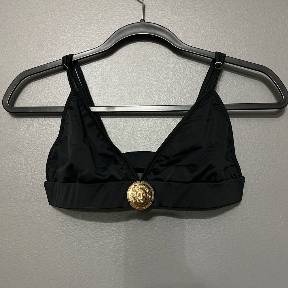 Pretty Little Thing gold Lion triangle bikini top